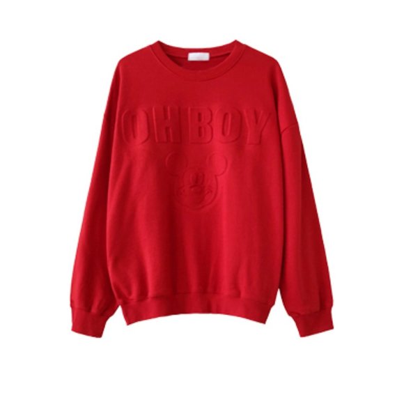 Stereo Mickey Print Red Sweatshirt - Picture 2 of 7